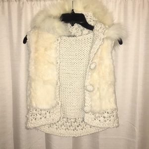 Alberto Makali Knitted Hooded Vest w/ Rabbit Fur S